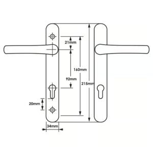 TSS Lever Lever Multipoint Door Handles - 92mm PZ - Sprung - 160mm Screw Centres - Image 4