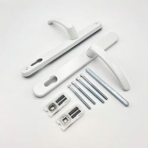 TSS Lever Lever UPVC Multipoint Door Handles - 117mm PZ - Sprung - 237mm Screw Centres - 267mm Backplate - Image 3