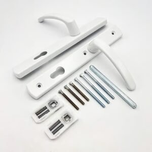 TSS Lever Lever UPVC Multipoint Door Handles - 92mm PZ Sprung - 215mm Screw Centres - 260mm Long Backplate - 3x Fixing Points - Image 3