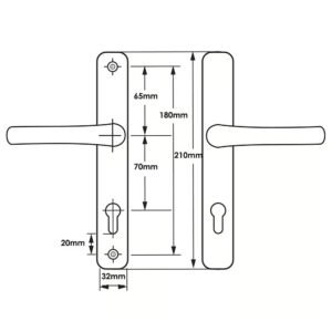 TSS Lever Lever UPVC Multipoint Door Handles - 70mm PZ - Sprung - 180mm Screw Centres - 7mm Follower - Image 2