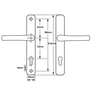 TSS Lever Lever UPVC Multipoint Door Handles - 72mm PZ - Sprung - 180mm Screw Centres - Image 2
