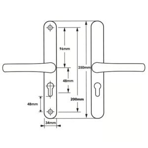 TSS Lever Lever UPVC Multipoint Door Handles - 48mm PZ - Sprung - 200mm Screw Centres - Image 2