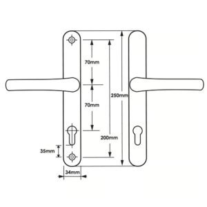 TSS Lever Lever UPVC Multipoint Door Handles - 70mm PZ - Sprung - 200mm Screw Centres - 7mm Follower - Image 2