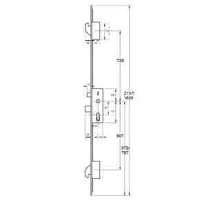 ERA Invincible Latch Deadbolt 2 Hooks Split Spindle Multipoint Door Lock - Option 1 (top hook to spindle = 728mm) - Image 2