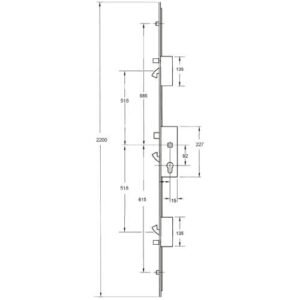 Fullex XL Latch 3 Hooks 2 Anti Lift Pins 2 Rollers Lift Lever Multipoint Door Lock - Option 1 - Image 8