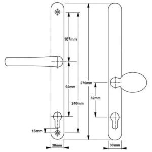 Hoppe London Lever Moveable Pad UPVC Multipoint Door Handles - 92mm/62mm PZ Sprung 240mm Screw Centres - Image 5