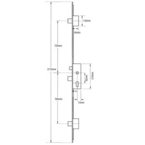 Sobinco Latch 3 Drop bolts 24mm Urail Faceplate Key Wind Operated Multipoint Door Lock - Image 4