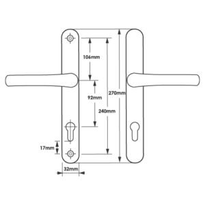 TSS Lever Lever UPVC Multipoint Door Handles - 92mm PZ Sprung 240mm Screw Centres - 270mm Long Backplate - Image 6